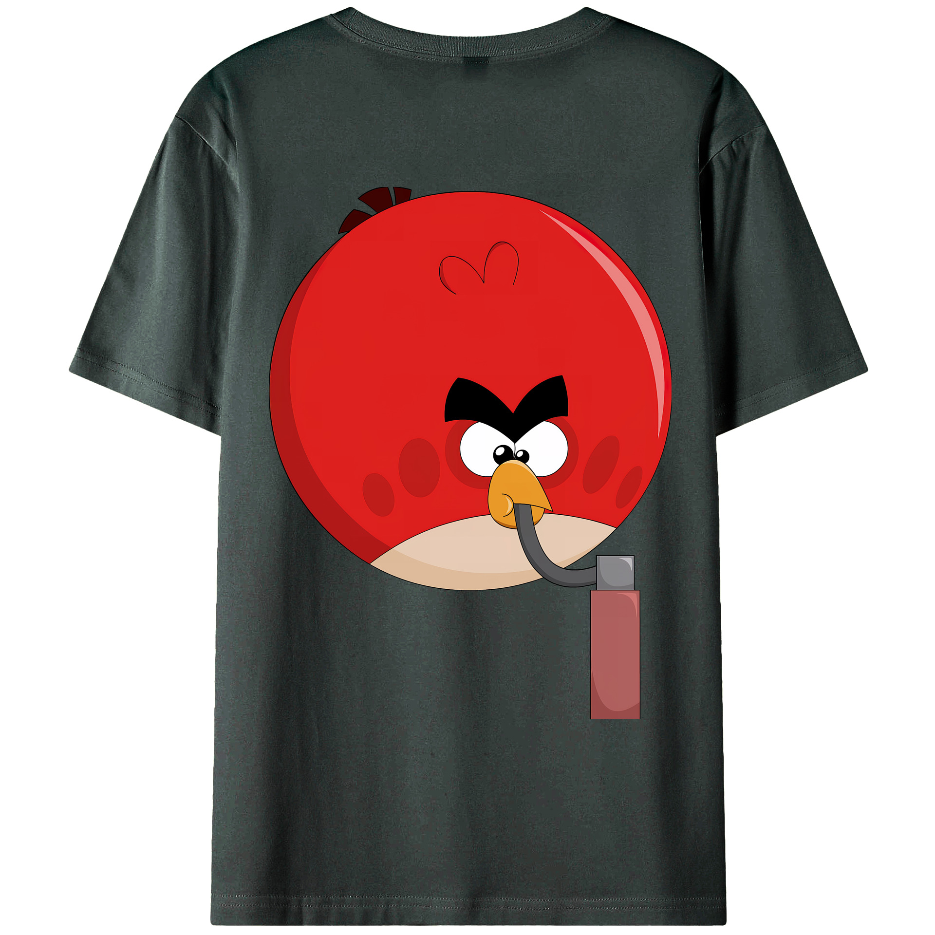 （画像用） Angry Birds アングリーバード 綿100％ メンズ半袖Tシャツ（バックプリント） 通気性